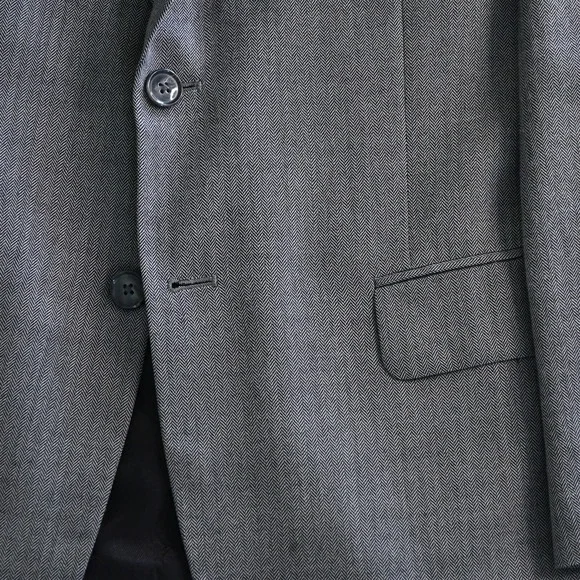 Stafford 42S Gray Herringbone Wool Mens Blazer Jacket Sport Coat‎